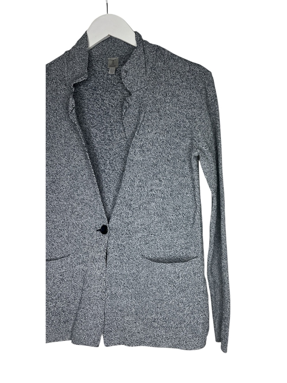 TRISTAN Knit Single Button Blazer Cardigan Sweater Blue Melange Small Utility - Picture 4 of 12